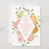 エレガントな水彩画のオレンジ ピンクの花  ブライダルショー 招待状 (正面)