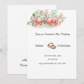 エレガントな水彩画のカップル ウェディング招待状 招待状 (正面/裏面)