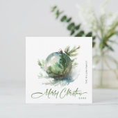 エレガントな水彩画のクリスマスオーナメントの挨 シーズンカード (スタンド正面)