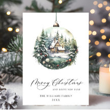 エレガントな水彩画のクリスマスオーナメントの挨