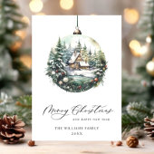 エレガントな水彩画のクリスマスオーナメントの挨 シーズンカード