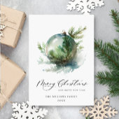 エレガントな水彩画のクリスマスオーナメントの挨 シーズンカード
