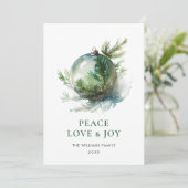 エレガントな水彩画のクリスマスオーナメントの挨 シーズンカード (スタンド正面)