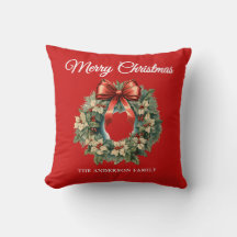 エレガントな水彩画のクリスマスリース 赤