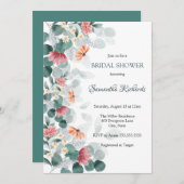 エレガントな水彩画のグリーンウェディングシャワー 招待状 (正面/裏面)