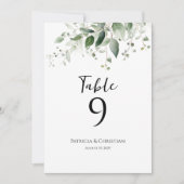 エレガントな水彩画のグリーンウェディングテーブルナンバー (正面)