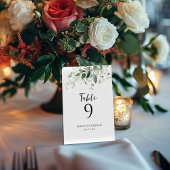 エレガントな水彩画のグリーンウェディングテーブルナンバー