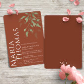 エレガントな水彩画のグリーン テラコッタ フォリアージ 招待状