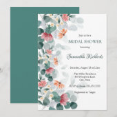 エレガントな水彩画のグリーン ブライダルシャワー 招待状 (正面/裏面)