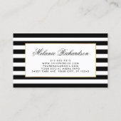 エレガントな水彩画のストライプのな花のピンクの金ゴールドフレーム 名刺 (裏面)