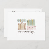 エレガントな水彩画のスーツケース　引越しのお知らせ ポストカード (正面/裏面)