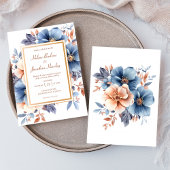 エレガントな水彩画のダスティーブルーのテラコッタウェディング 招待状