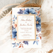 エレガントな水彩画のダスティーブルーのテラコッタウェディング 招待状