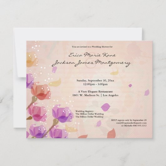 エレガントな水彩画のチューリップのウェディングシャワーの招待 招待状 (正面)