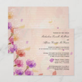 エレガントな水彩画のチューリップ　フォーマルな結婚式の招待状 招待状 (正面/裏面)