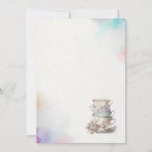 エレガントな水彩画のティーパーティーの少女 ピンクゴールドのウェディング 招待状 (裏面)