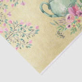 エレガントな水彩画のティーポットおよび花の金ゴールド 薄葉紙 (詳細)