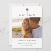 エレガントな水彩画のトロピカルパームツリー　２枚の写真 セーブザデート (正面)