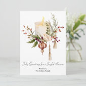 エレガントな水彩画のバーリーキャンドル クリスマス シーズンカード (スタンド正面)