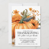 エレガントな水彩画のパンプキン感謝祭 招待状 (正面)