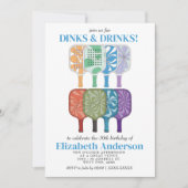 エレガントな水彩画のピックルボール・バースデーパーティ 招待状 (正面)