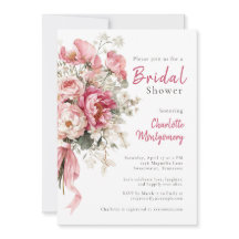 エレガントな水彩画のピンクの花のブライダルシャワー