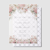 エレガントな水彩画のピンクの花の結婚予定日通知  ベラム紙招待状 (オフセット (招待状))