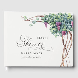 エレガントな水彩画のブドウの葉のデザインのウェディングシャワー ゲストブック