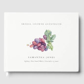 エレガントな水彩画のブドウの葉のブライズシャワー ゲストブック (正面)