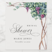 エレガントな水彩画のブドウ園の野生動物 ブライダルシャワー ワインラベル (シングルラベル)