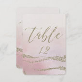エレガントな水彩画のブライダルテーブルナンバー（バラ色） 招待状 (正面/裏面)