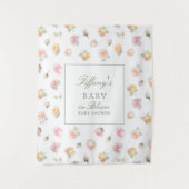エレガントな水彩画のベイビー・イン・ブルーム・ガール・ベイビーシャワー タペストリー (正面)