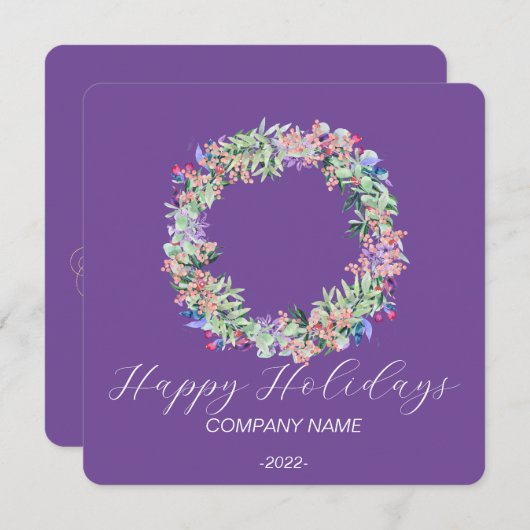 エレガントな水彩画のホリデーカード シーズンカード (正面/裏面)