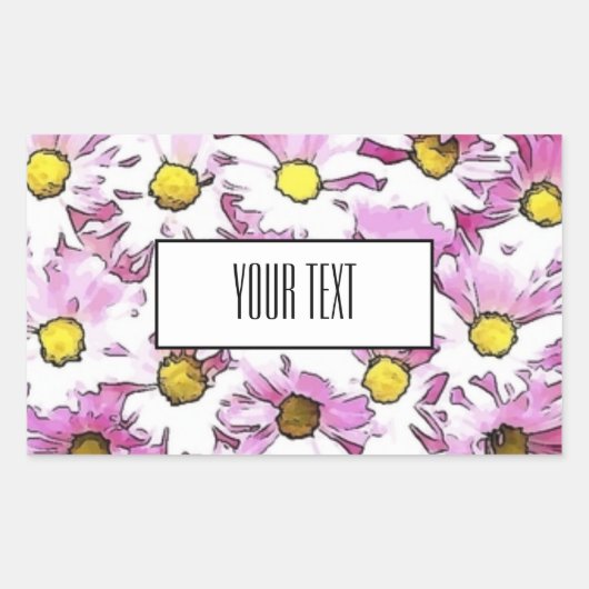 エレガントな水彩画のマーガレット 長方形シール (正面)