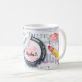 エレガントな水彩画のモノグラムの美しいの化粧品のスタイル コーヒーマグカップ (正面右)