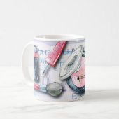 エレガントな水彩画のモノグラムの美しいの化粧品のスタイル コーヒーマグカップ (正面左)