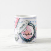 エレガントな水彩画のモノグラムの美しいの化粧品のスタイル コーヒーマグカップ (中央)