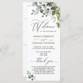 エレガントな水彩画のユーカリのウェディングセレモニー プロ プログラム (正面/裏面)