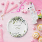 エレガントな水彩画のユーカリのウェディングパーティー ペーパープレート (パーティー)