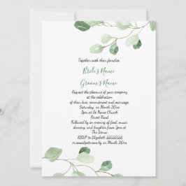 エレガントな水彩画のユーカリのウェディング 招待状