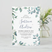 エレガントな水彩画のユーカリグリーンが彩るウェディング 招待状 (スタンド正面)