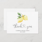 エレガントな水彩画のレモン感謝カード サンキューカード (正面/裏面)