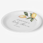 エレガントな水彩画のレモン ベイビーシャワー ペーパープレート (アングル)