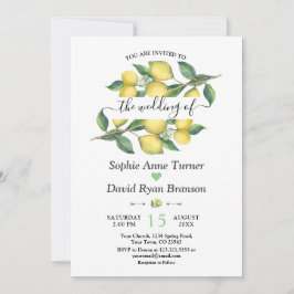 エレガントな水彩画のレモン メディテレーニア ウェディング 招待状