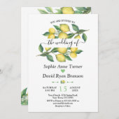 エレガントな水彩画のレモン メディテレーニア ウェディング 招待状 (正面/裏面)