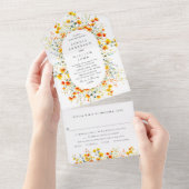 エレガントな水彩画のワイルドフラワー ウェディング オールインワン招待状 (貼ってはがせる)