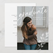 エレガントな水彩画の卒業写真発表 招待状 (正面/裏面)
