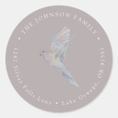 エレガントな水彩画の哀歌の鳩 返信先住所 ラウンドシール (正面)