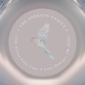 エレガントな水彩画の哀歌鳩 返信先住所ラベル ラウンドシール