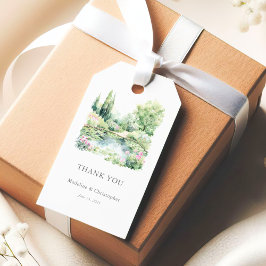 エレガントな水彩画の夏の庭園風景 ギフトタグ